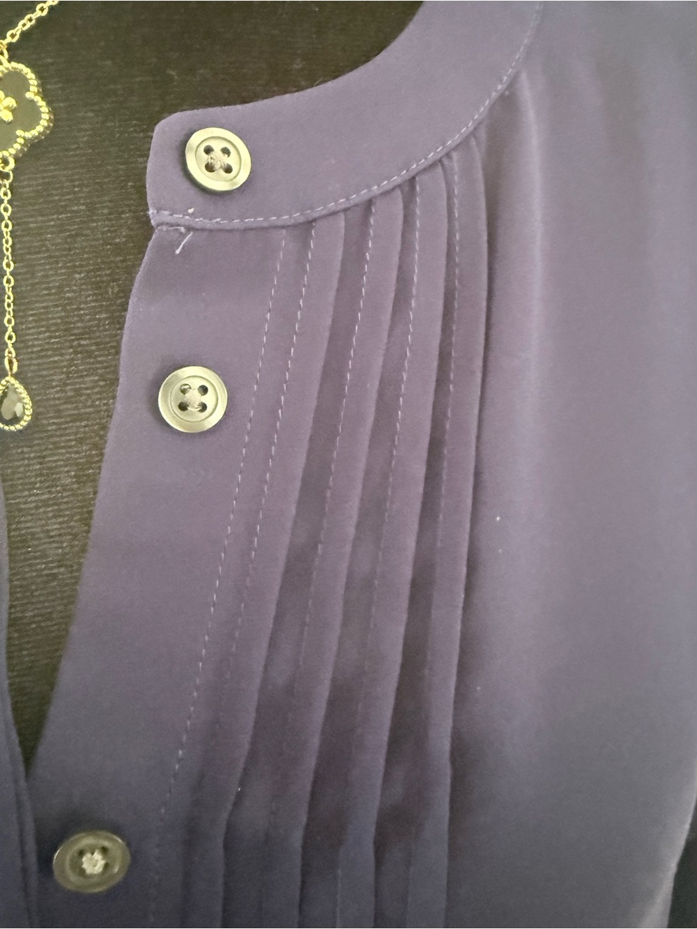Banana Republic Navy Pintuck Henley Blouse